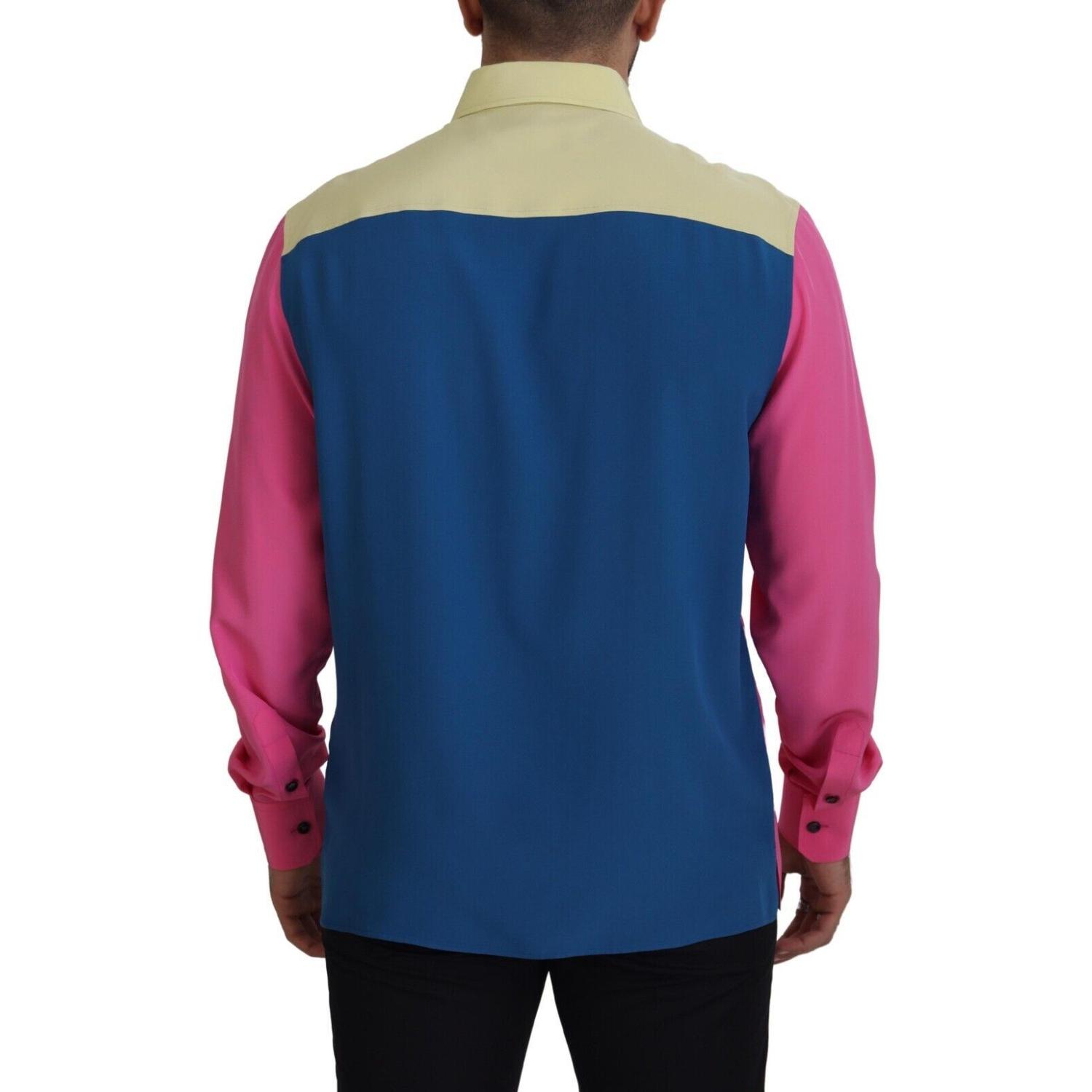 Dolce & Gabbana Multicolor Patchwork Silk Button Down Shirt