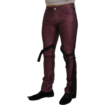 Dolce & Gabbana Magenta Cotton Men Casual Harness Denim Jeans