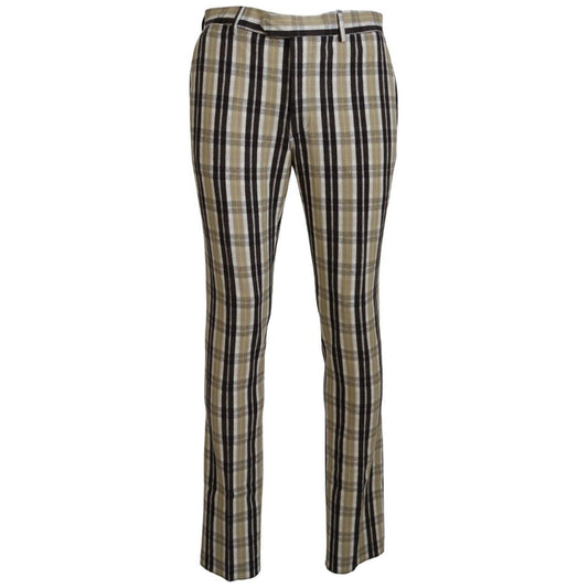 BENCIVENGA Multicolor Checkered Cotton Straight Fit Men Pants