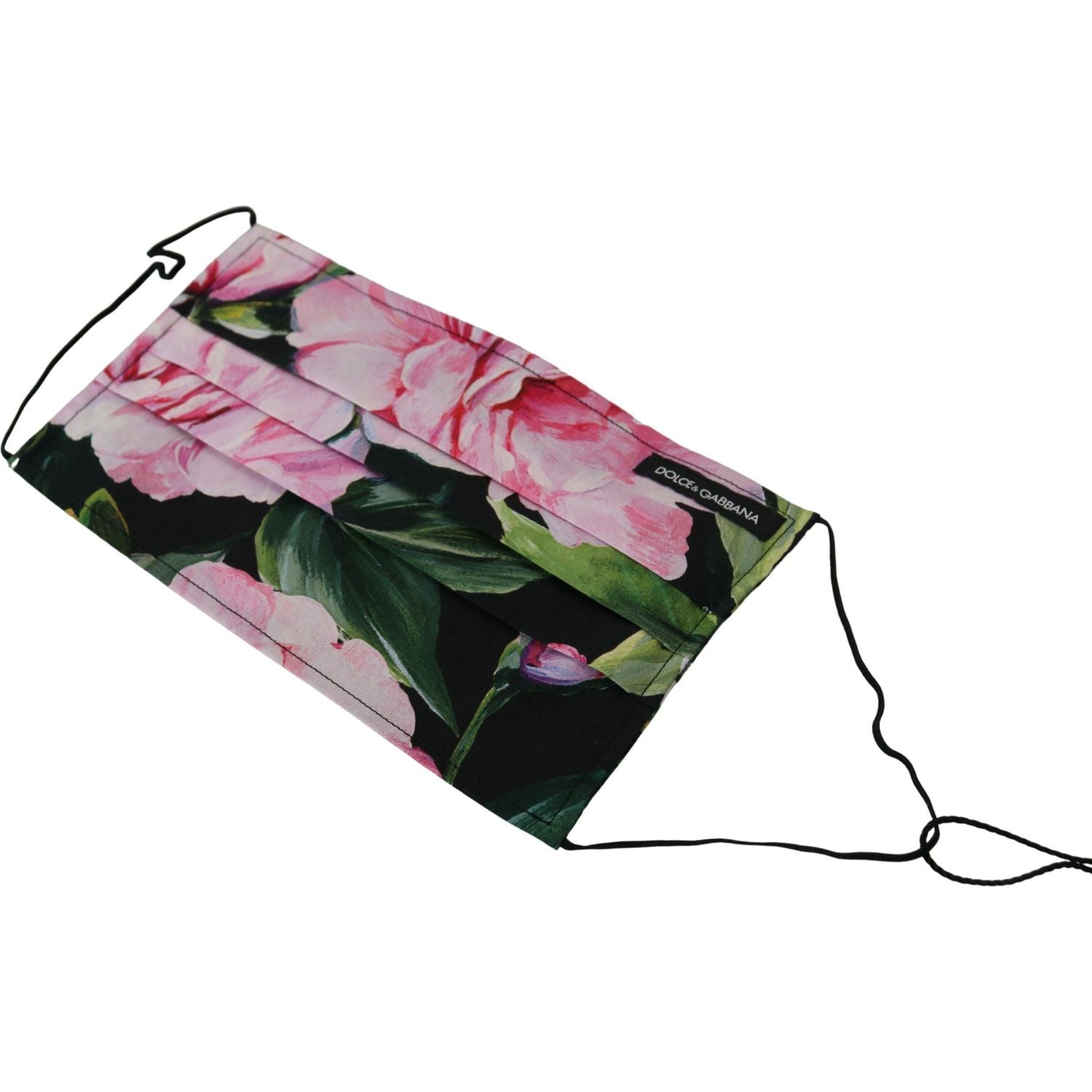 Dolce & Gabbana Black Floral Pleated Elastic Ear Strap Face Mask
