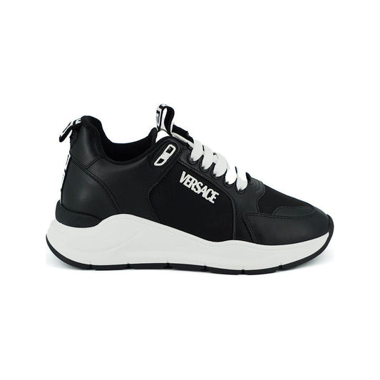 Versace Elegant Monochrome Leather Sneakers 8054712372964