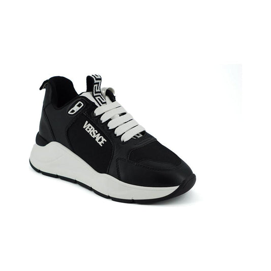 Versace Elegant Monochrome Leather Sneakers 8054712372964
