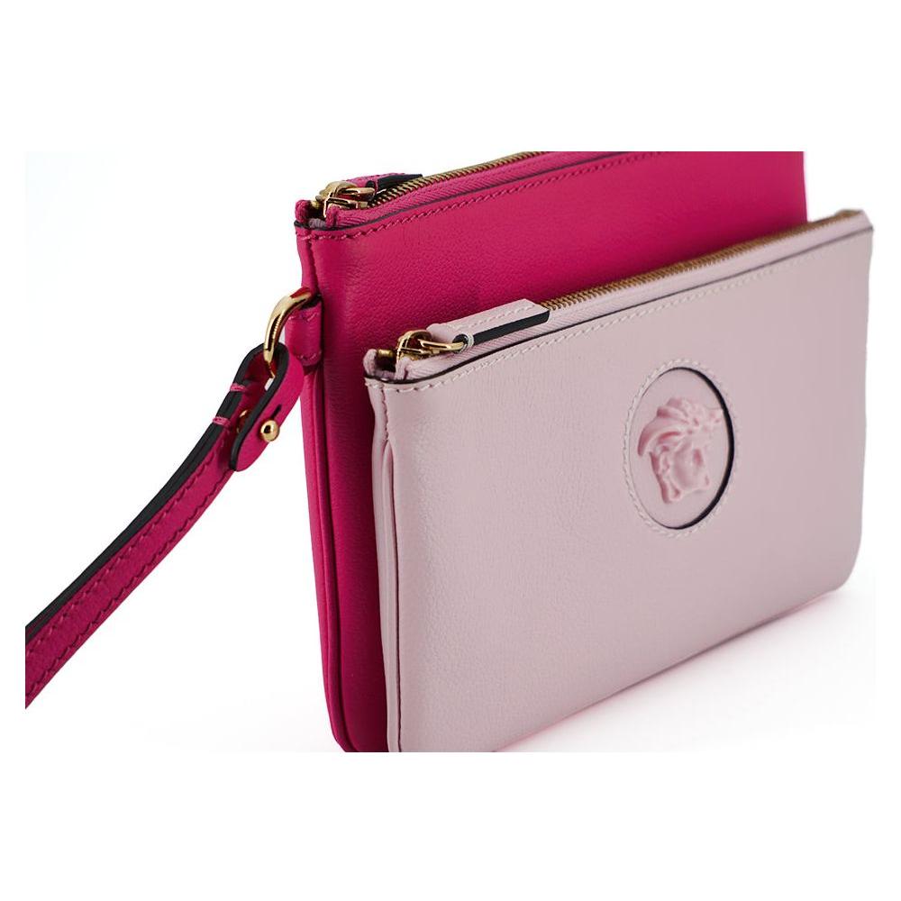 Versace Elegant Pink Leather Pouch Clutch