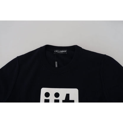 Dolce & Gabbana Blue Cashmere iit Print Pullover Sweater