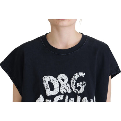Dolce & Gabbana Black D&G Fashion Round Neck Cotton T-shirt