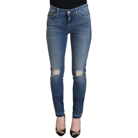 Dolce & Gabbana Blue Washed Cotton Tattered Denim Jeans