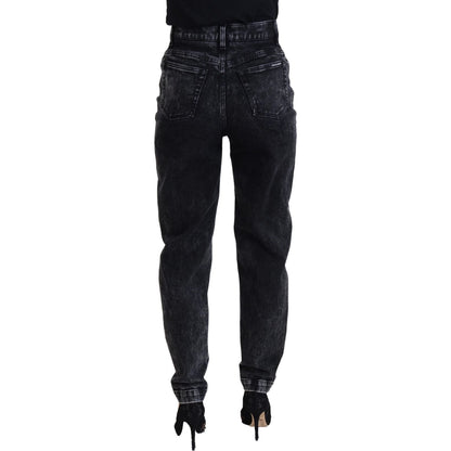 Dolce & Gabbana Black Washed Cotton High Waist Denim Jeans