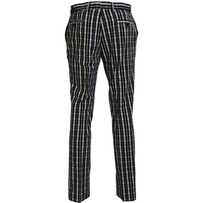 BENCIVENGA Black Checkered Cotton Casual Pants