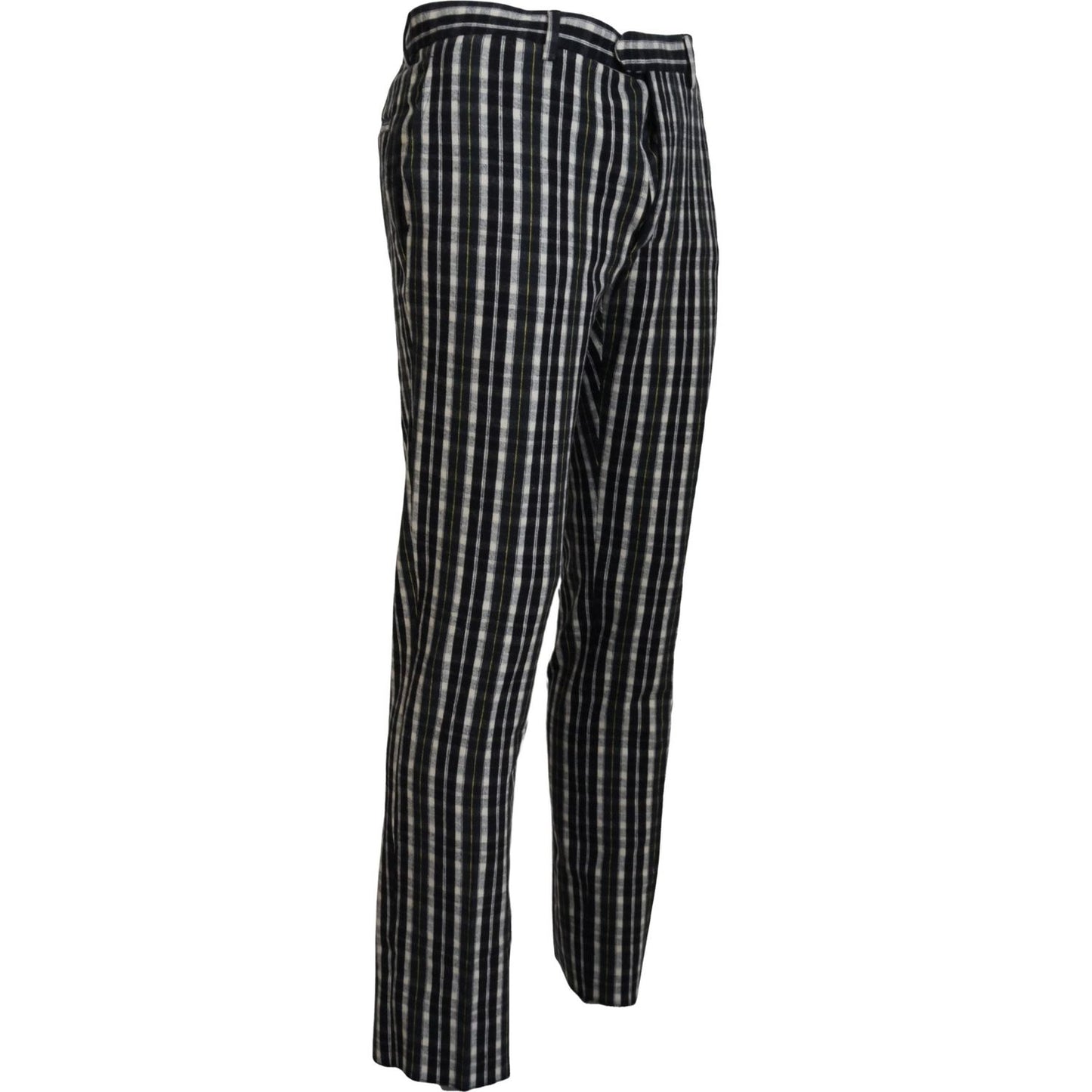 BENCIVENGA Black Checkered Cotton Casual Pants