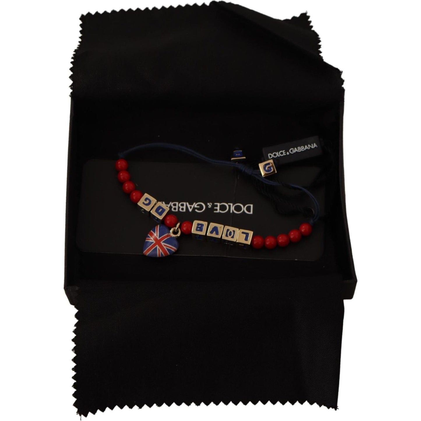 Dolce & Gabbana Red Blue Beaded DG LOVES LONDON Flag Branded Bracelet