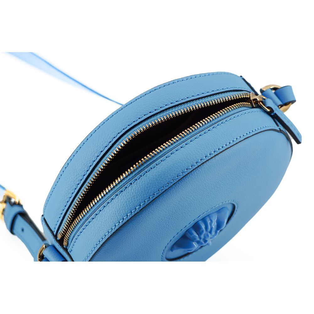 Versace Chic Blue Leather Round Shoulder Bag