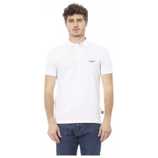 Baldinini Trend White Cotton Men Polo Shirt BA-23194-4XL
