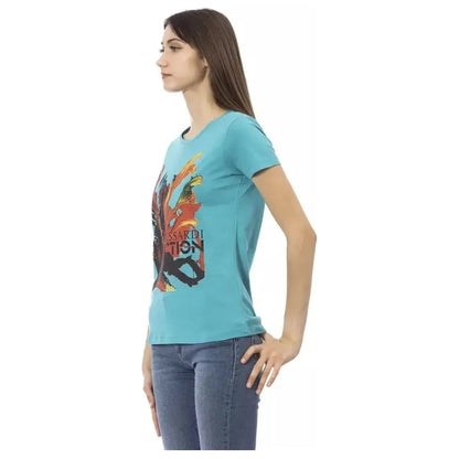 Trussardi Action Light Blue Cotton Women T-Shirt
