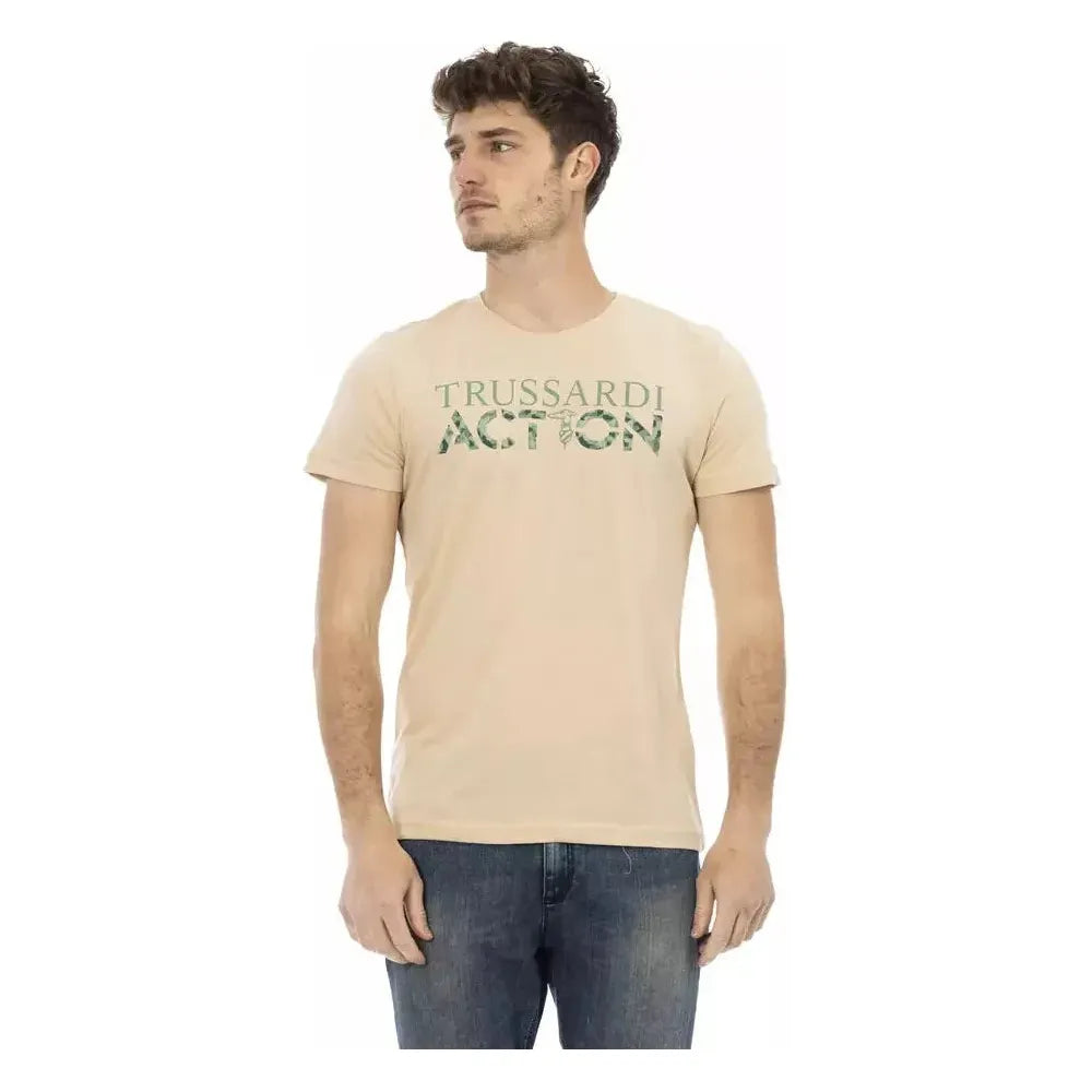 Trussardi Action Beige Cotton Men T-Shirt