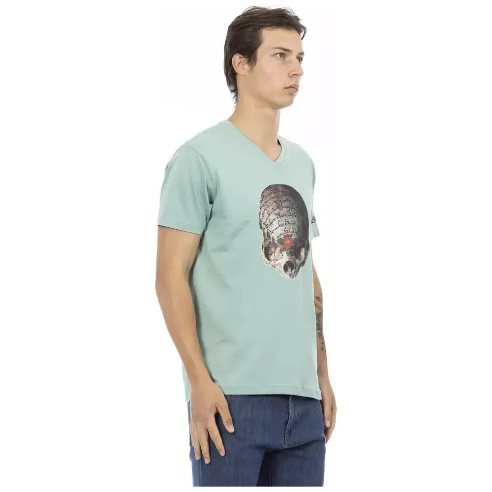 Trussardi Action Green Cotton Men's V-Neck T-Shirt
