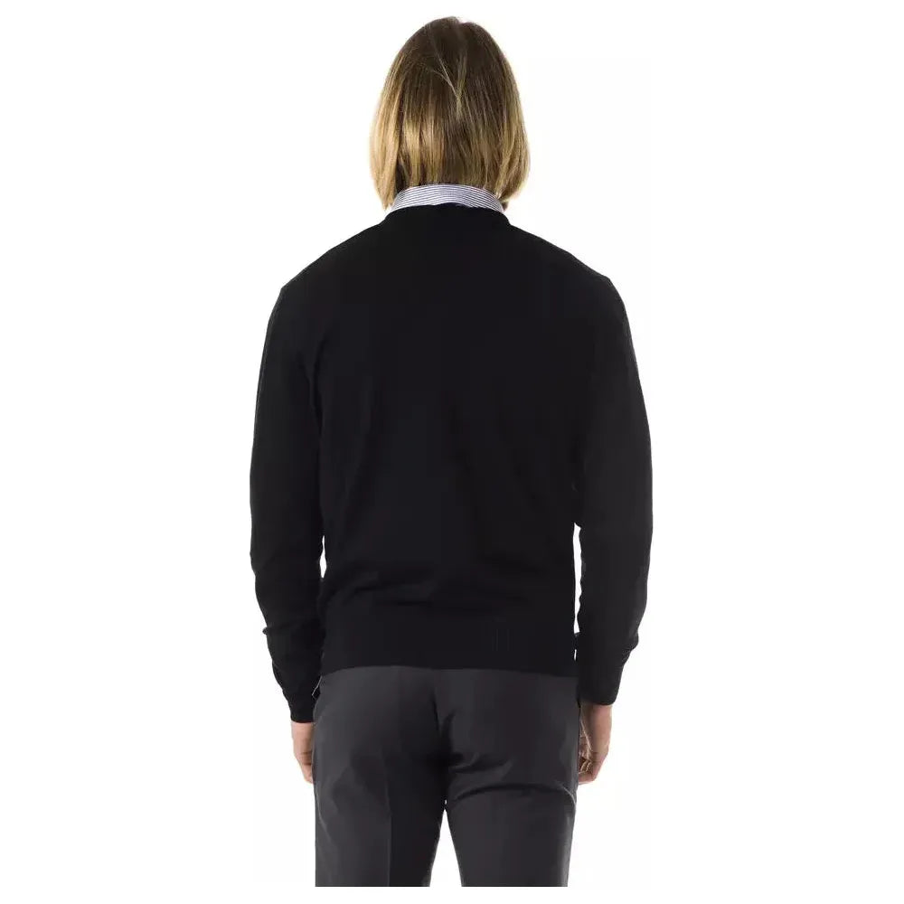 Uominitaliani Black Merino Men Sweater