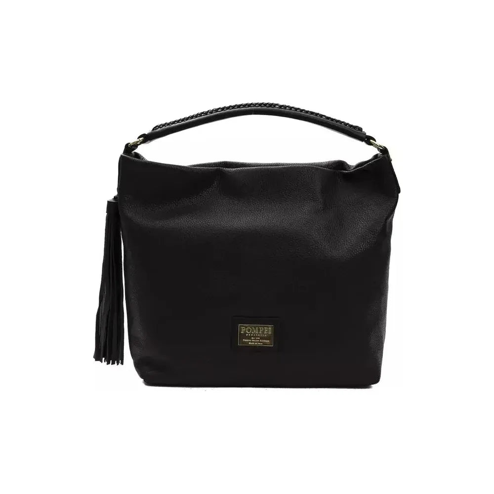 Pompei Donatella Black Leather Shoulder Bag
