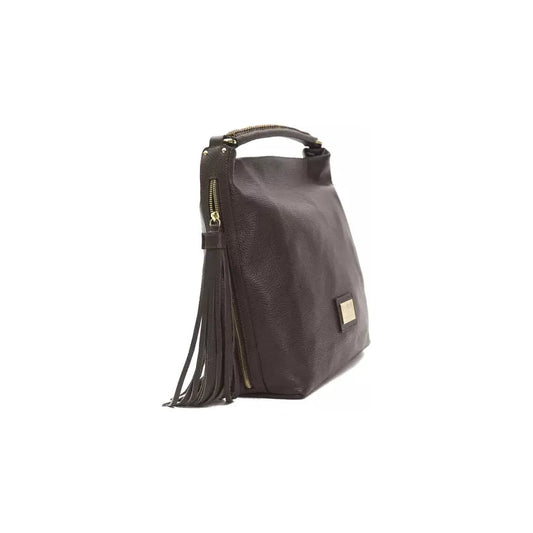 Pompei Donatella Brown Leather Women Shoulder Bag Pompei Donatella Dark Slate Gray