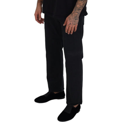 John Galliano Black Cotton Back Buckle Casual Denim Jeans