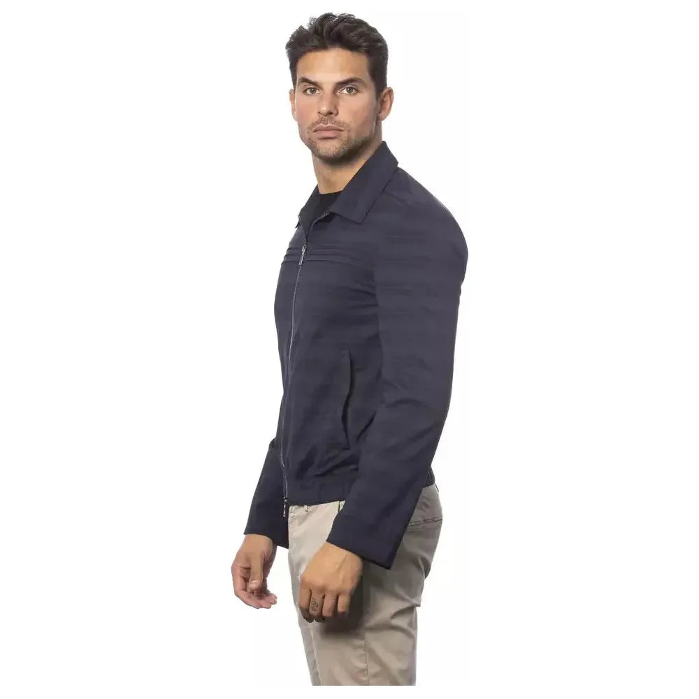 Verri Blue Wool Men Bomber Jacket