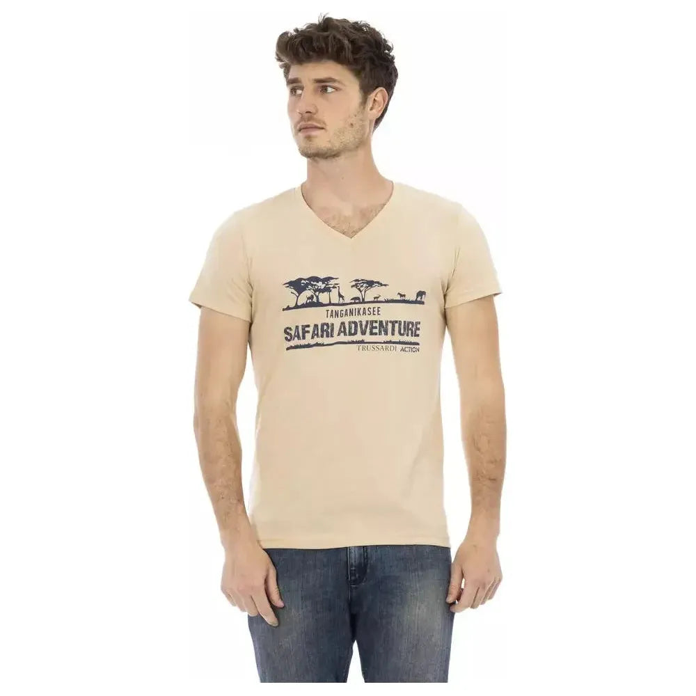 Trussardi Action Beige Cotton T-Shirt