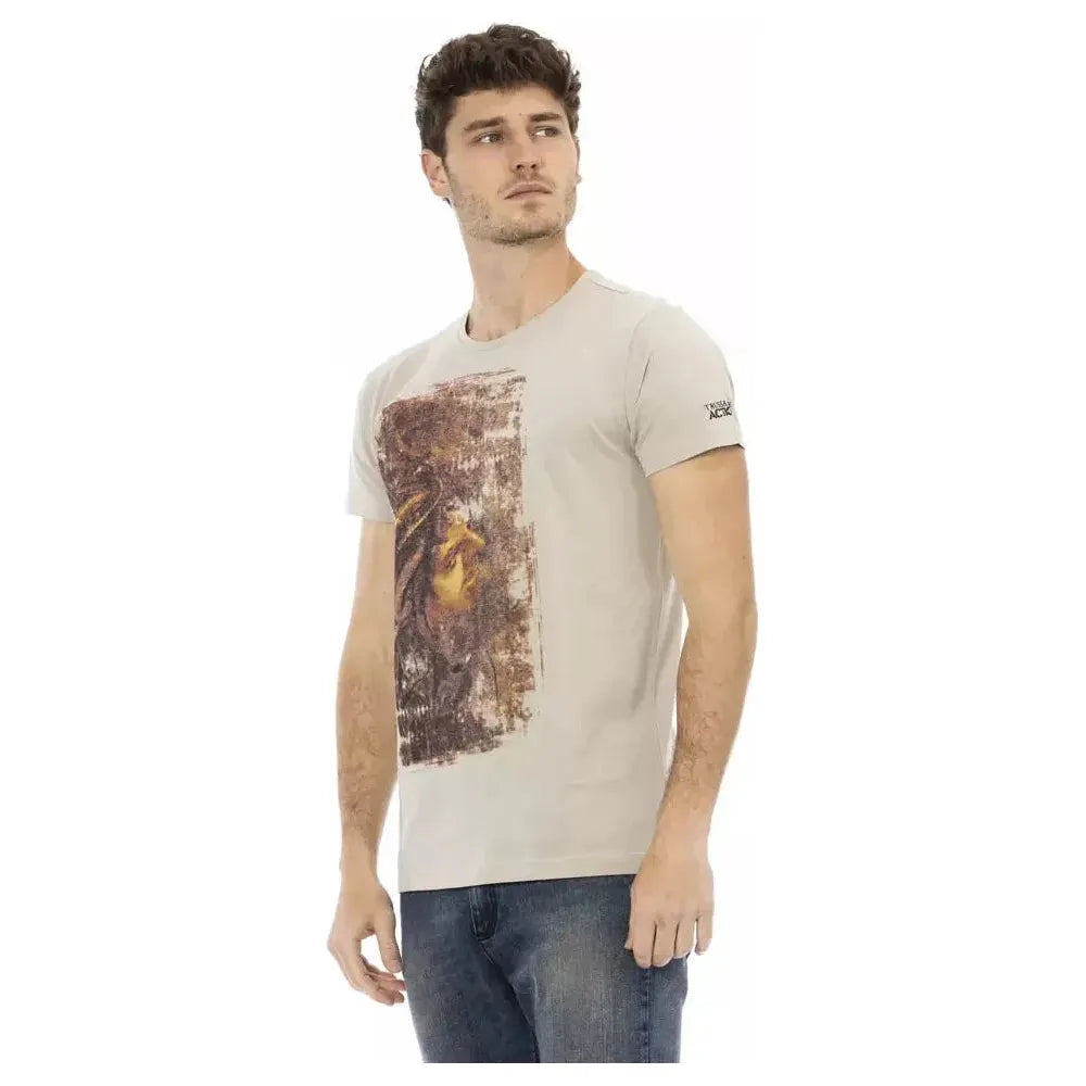 Trussardi Action Beige Cotton Men T-Shirt