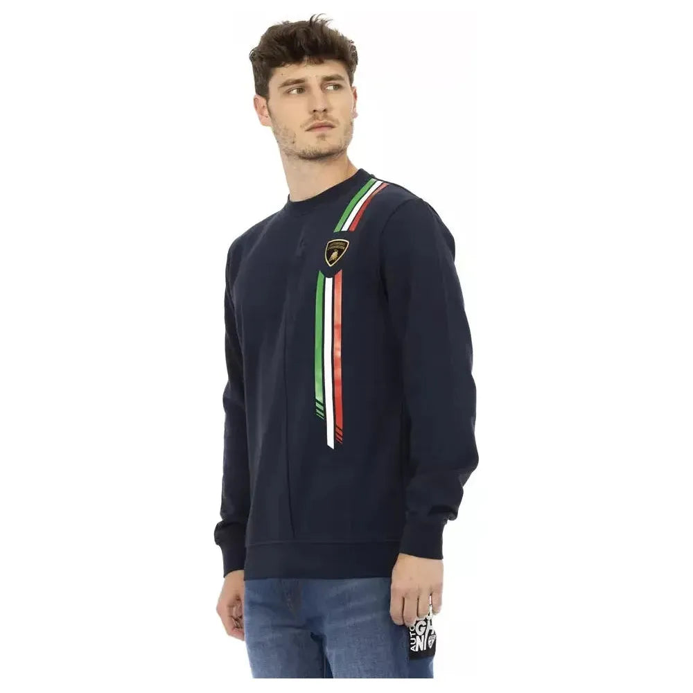 Automobili Lamborghini Blue Cotton Men's Sweater