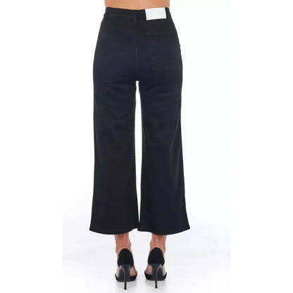 Frankie Morello Black Cotton Women Cropped Trouser