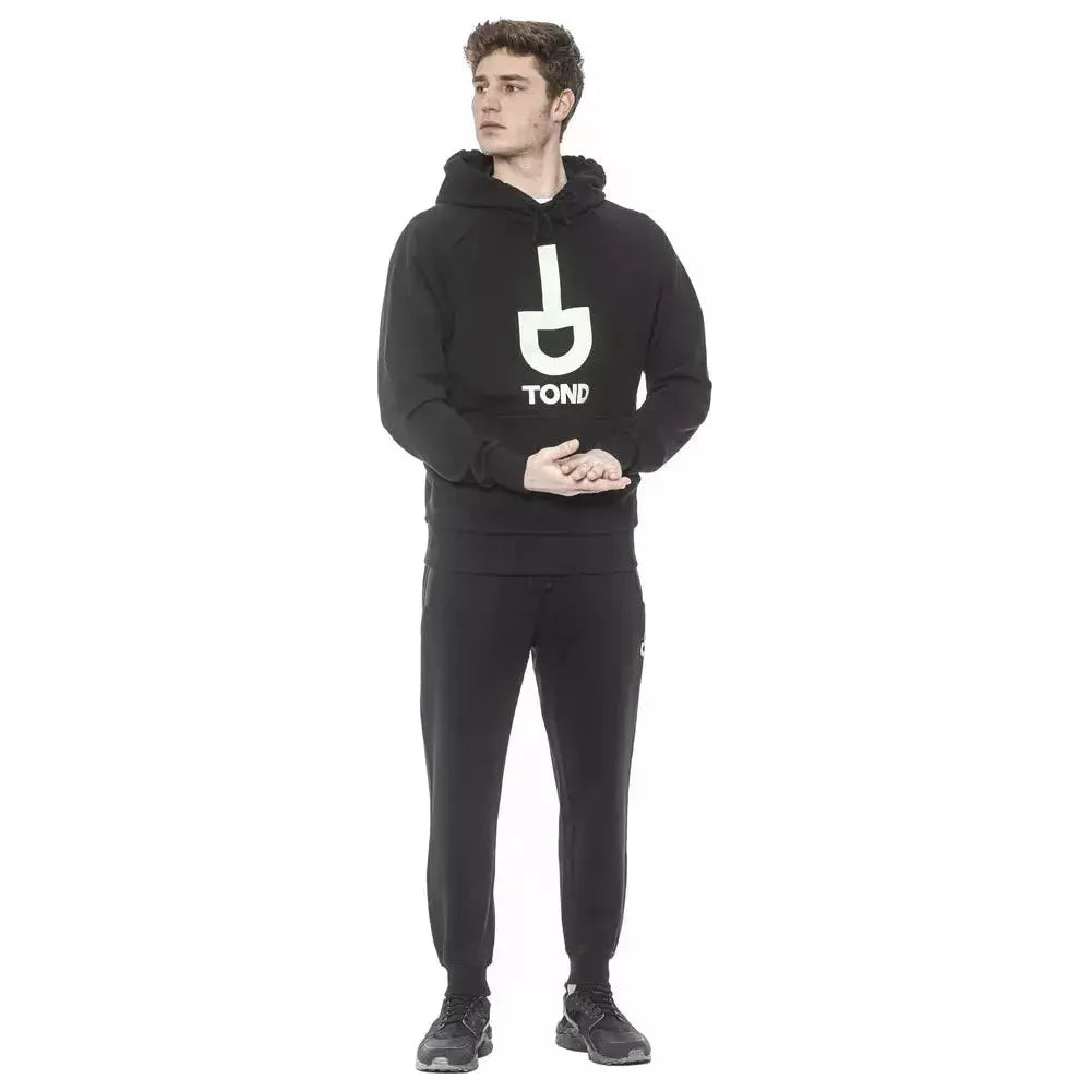 Tond Black Cotton Men Sweater with Hood