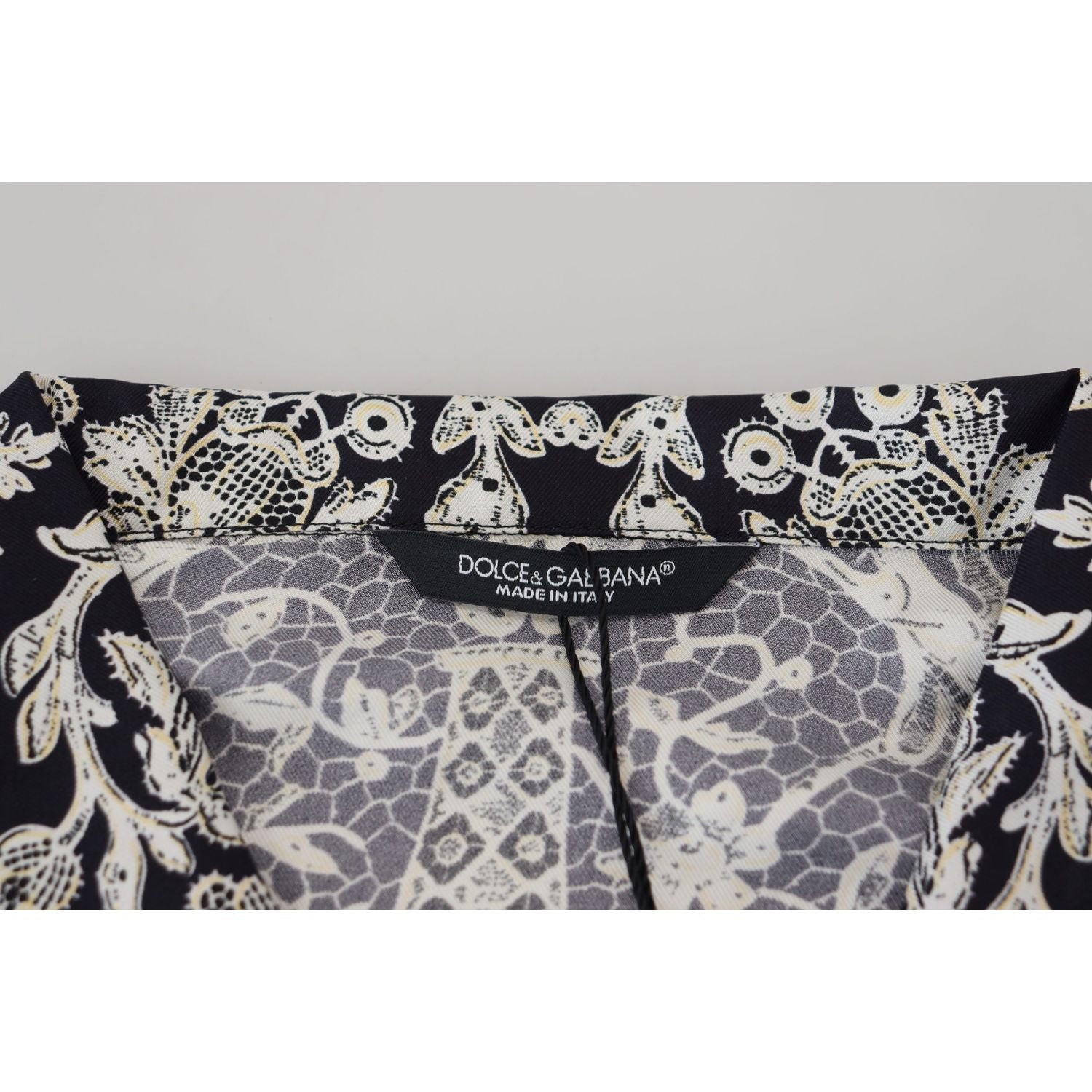 Dolce & Gabbana Blue Silk Floral Baroque Satin Casual Shirt