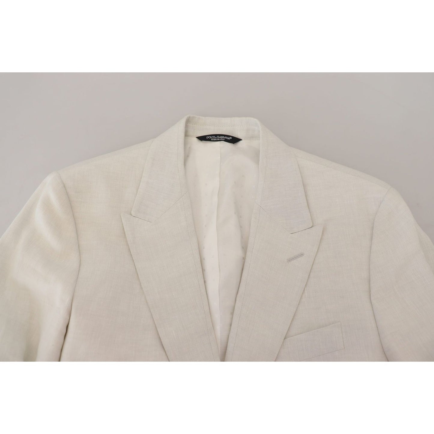 Dolce & Gabbana White Linen Slim Fit Jacket Blazer