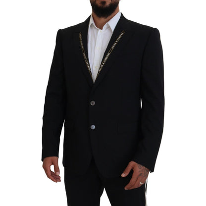 Dolce & Gabbana Black Wool Stretch Slim Fit Jacket Blazer