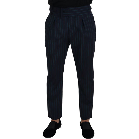 Dolce & Gabbana Blue Striped Men Formal Pants