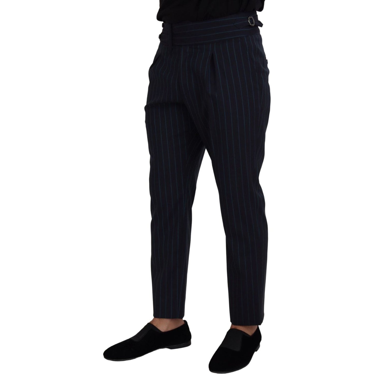 Dolce & Gabbana Blue Striped Men Formal Pants