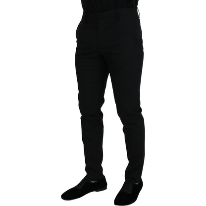 Dolce & Gabbana Black Polyester Chino Formal Pants
