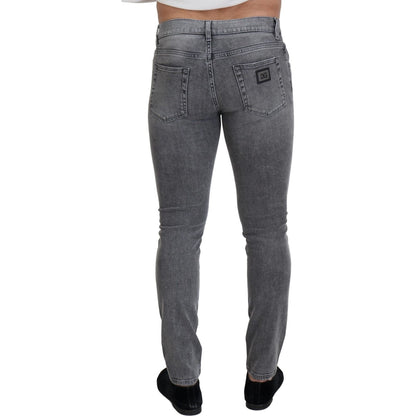 Dolce & Gabbana Grey Washed Cotton Skinny Denim Jeans