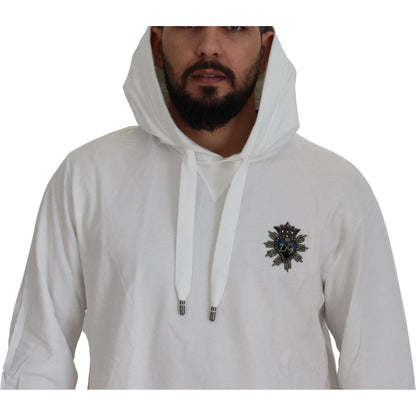 Dolce & Gabbana White Cotton Hooded Sweatshirt Sweater