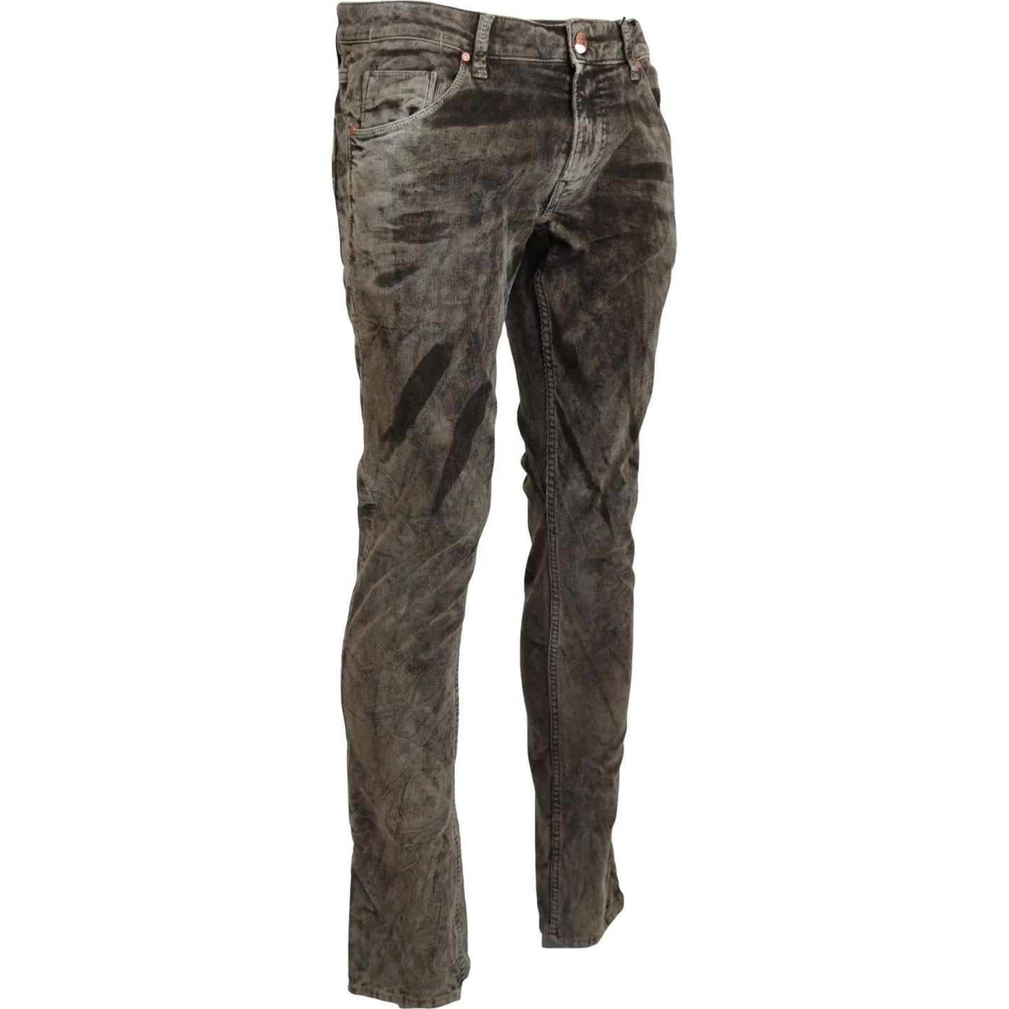 Acht Gray Washed Cotton Corduroy Slim Fit Men Jeans PAN74128 - 48