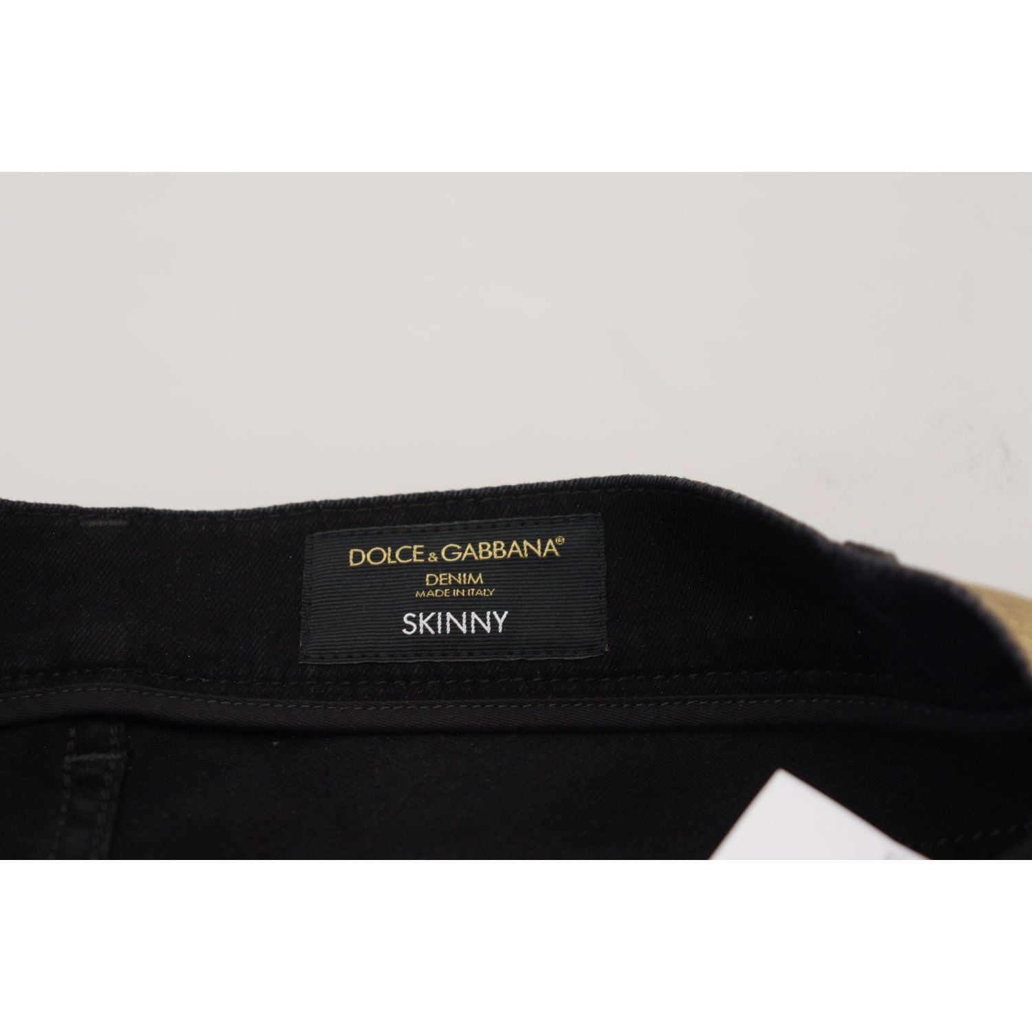 Dolce & Gabbana Gold Cotton Tattered Skinny Men Denim Jeans