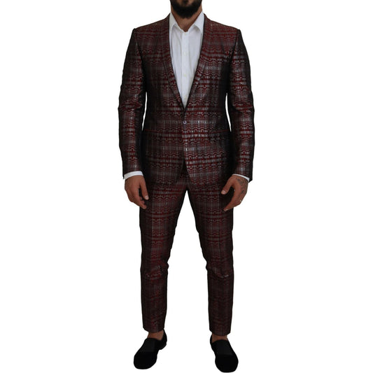 Dolce & Gabbana Bordeaux Silver GOLD Slim Fit Suit