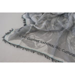 Costume National Gray Print Shawl Foulard Fringes Scarf MS6874