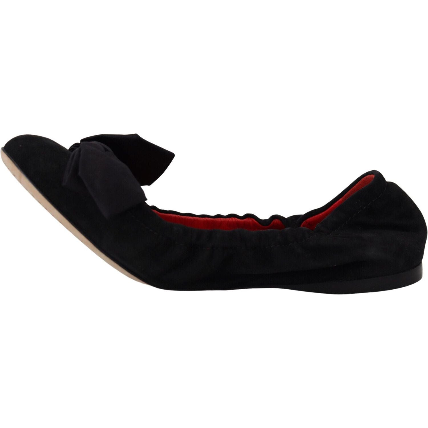 Dolce & Gabbana Black Suede Flat Slip On Ballet Shoes