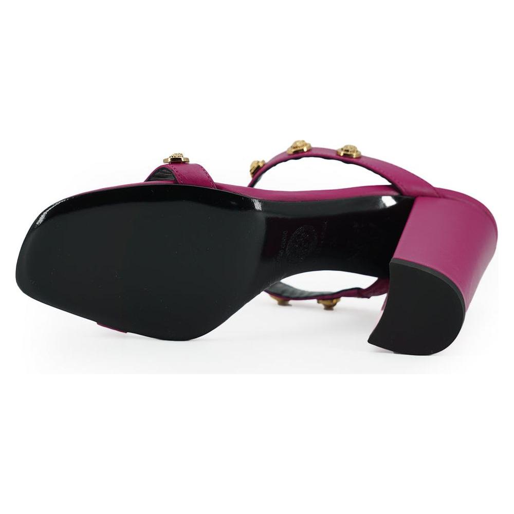 Versace Elegant Purple Calf Leather High Sandals