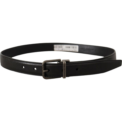 Dolce & Gabbana Black Calf Leather Logo Metal Buckle Belt