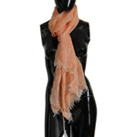 Malo Peach Linen Knitted Shawl Wrap Fringes Scarf MS6452