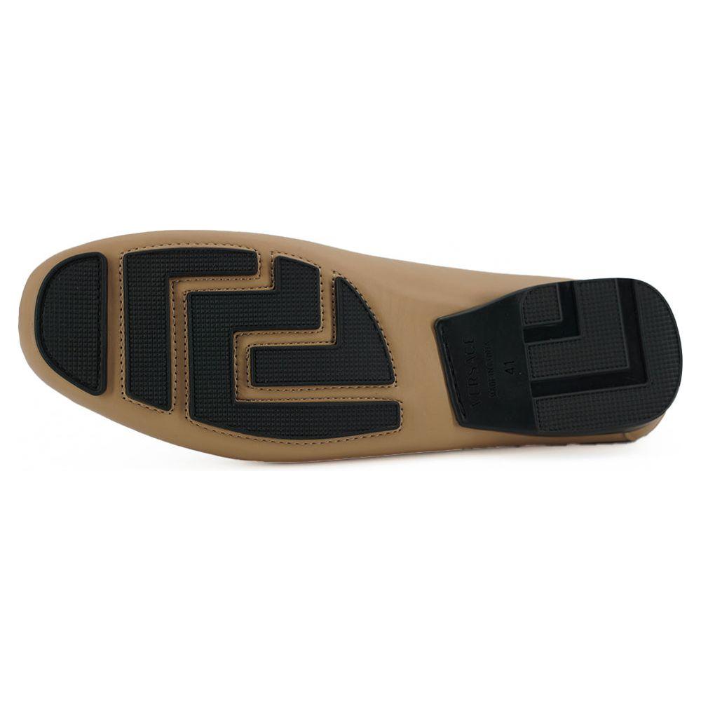 Versace Exquisite Medusa Gold-Tone Leather Loafers