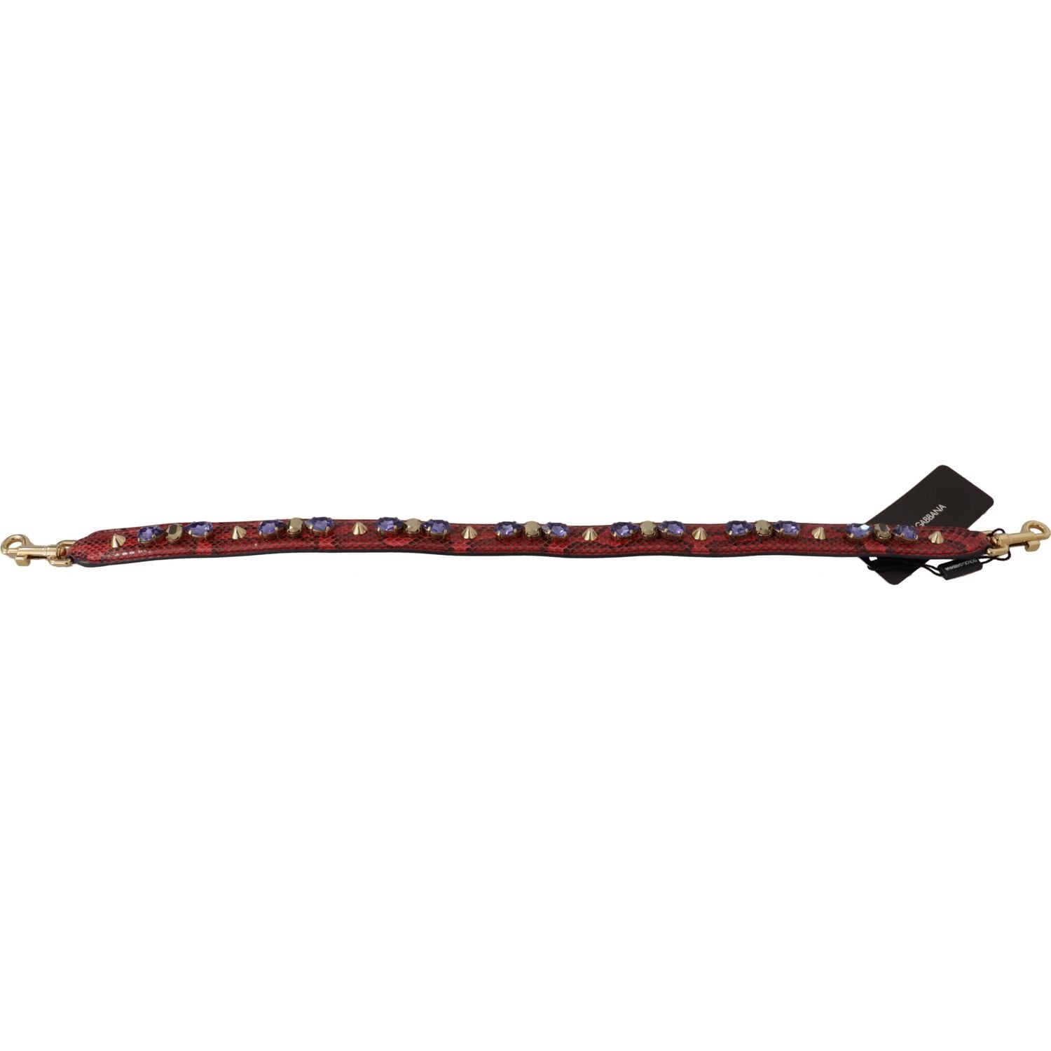 Dolce & Gabbana Red Exotic Leather Crystals Bag Shoulder Strap