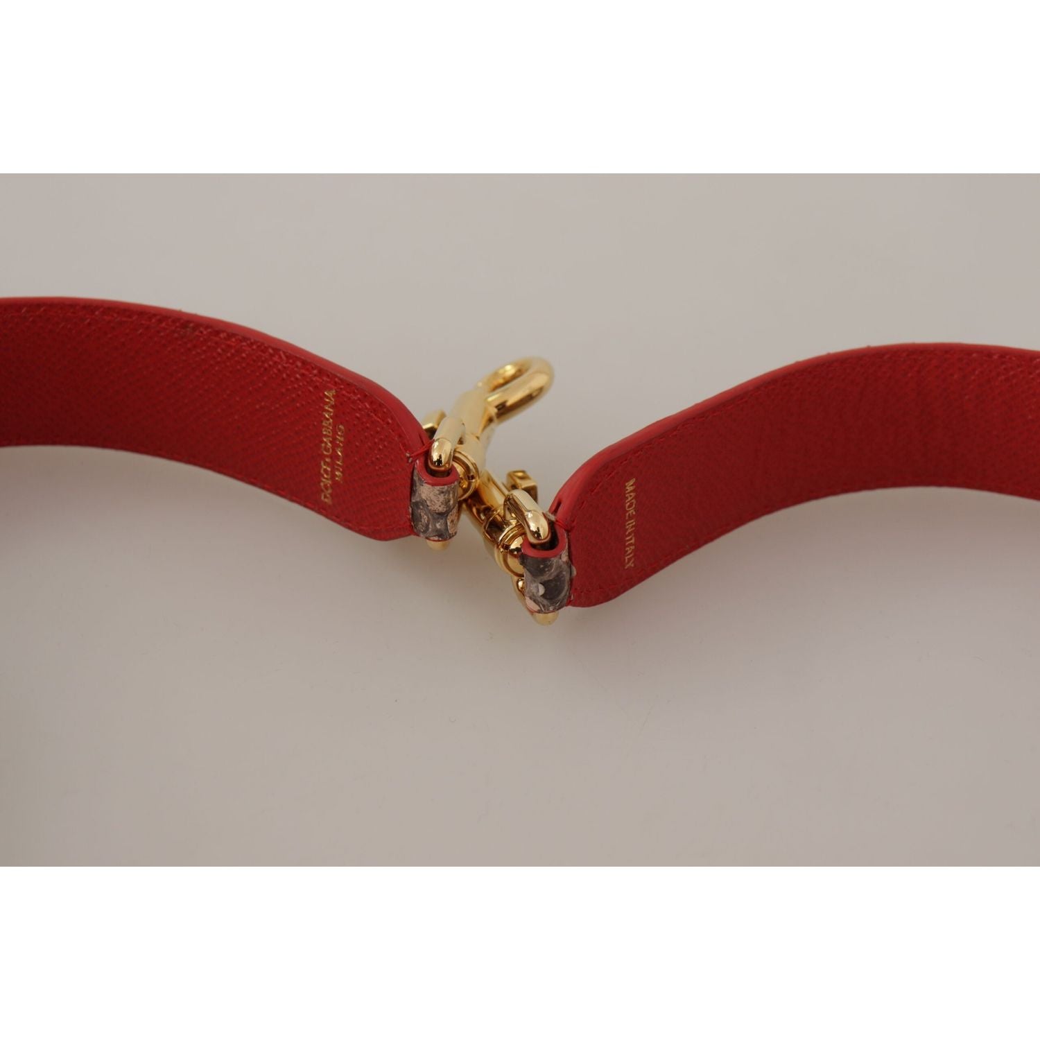 حزام حقيبة دولتشي آند غابانا الأنيق المصنوع من جلد الثعبان البني