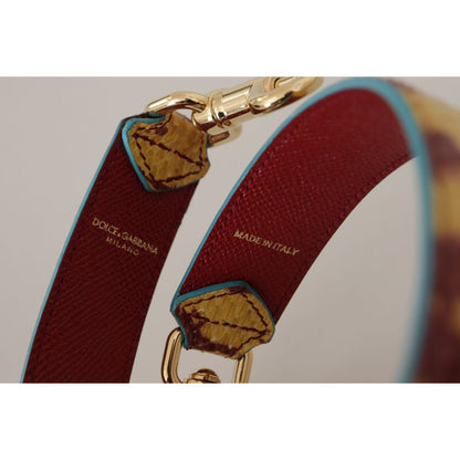 Dolce & Gabbana Yellow Red Leather Gold Tone Shoulder Strap