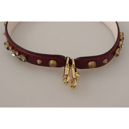 Dolce & Gabbana Bordeaux Leather Crystals Bag Shoulder Strap